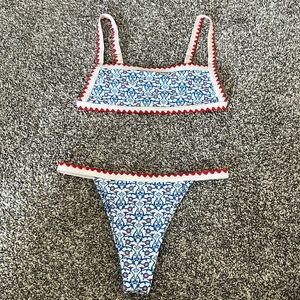 Size medium red white and blue bikini set.